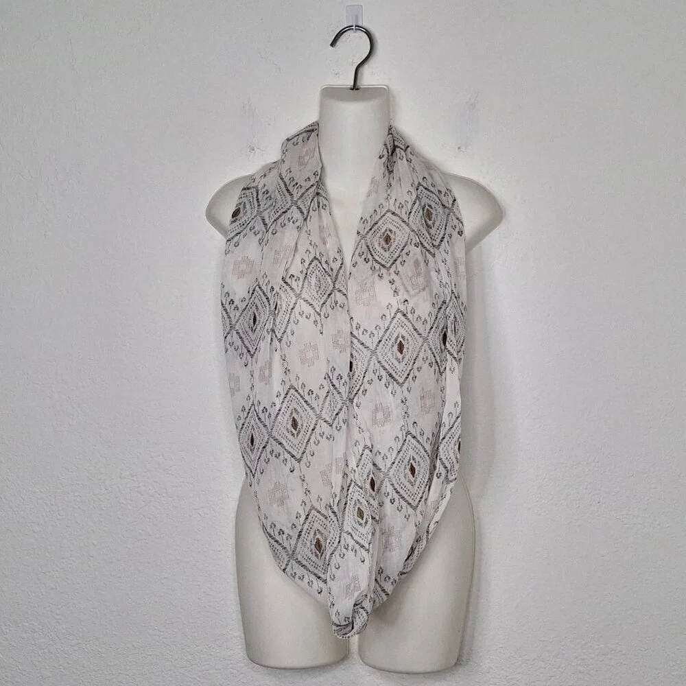American Eagle Loop Scarf 100% Cotton Embroidered Boho Southwestern Summer 29X24
